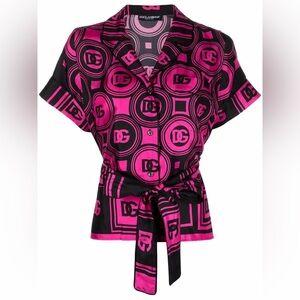 Dolce & Gabbana
logo-print silk wrap blouse